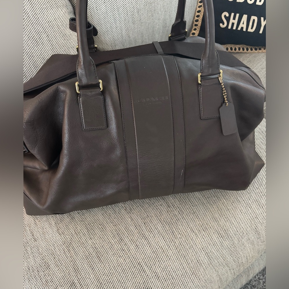 Coach Men's Dark Brown Leather Duffel Bag
